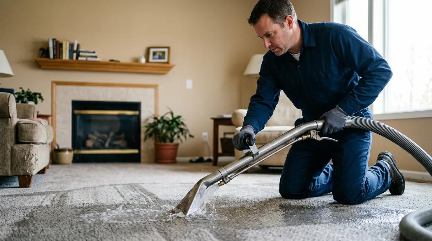 Water damage restoration technician working near Dobson, NC